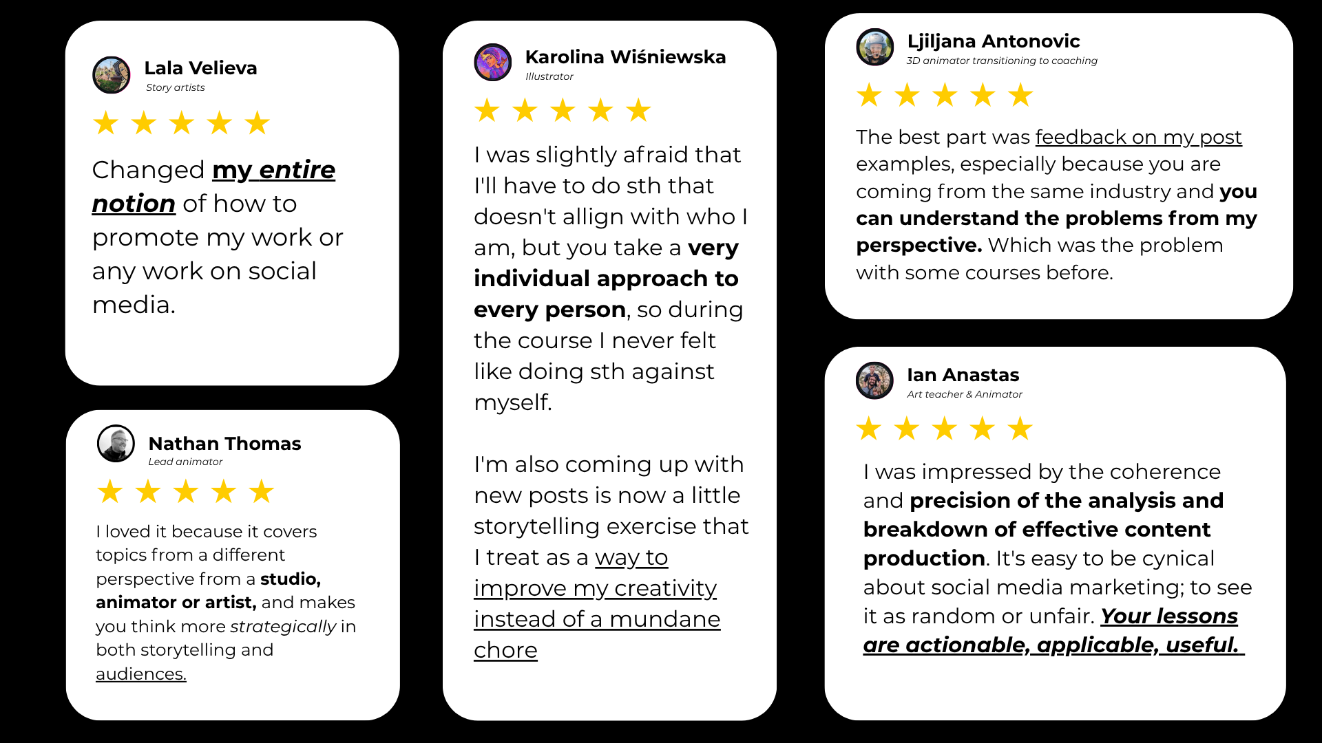Testimonial from animation program participant